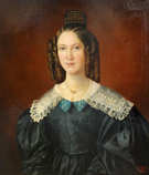 Дамски портрет с кок и дантелена яка