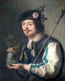 Young Man with a Bunch of Grapes and Roses