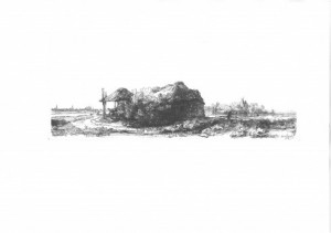 Пейзаж с колиба и плевня, 1641
